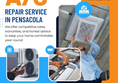 A/C Connection LLC technician repairing air conditioner in Pensacola, FL