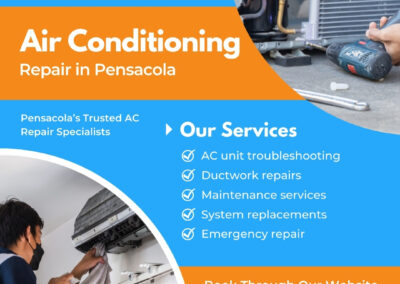 Technician repairing an air conditioning unit in Pensacola, FL
